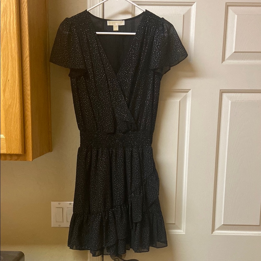Michael Kors Black Ruffled Wrap Sundress